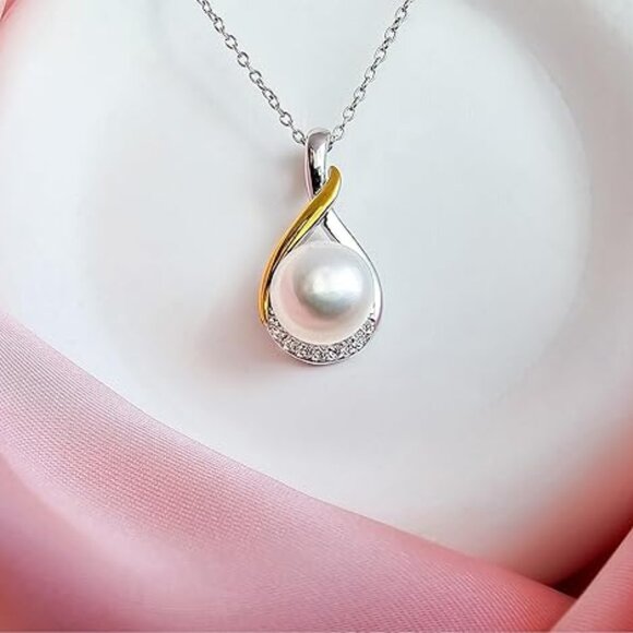 AAA+ Real Pearl Necklaces For Women (18k Gold Platting 925 Sterling Silver) - Picture 1 of 4